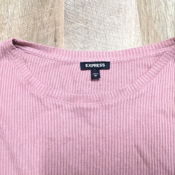 Express Pink Ribbed Crop Top Long Sleeve - Picture 4 of 6